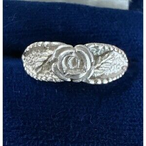 Vintage Sterling Silver Coleman Co Rose Ring Sz 9